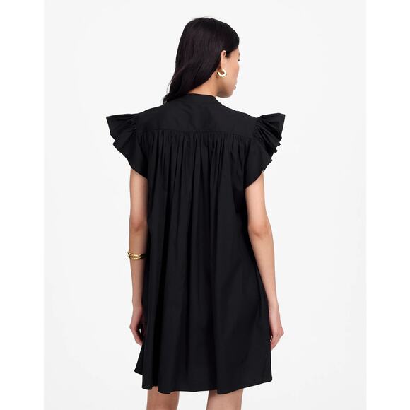 NWT Madewell Flutter Sleeve Button-Front Mini Dress | 100% Cotton Poplin | Sz L - Picture 4 of 8